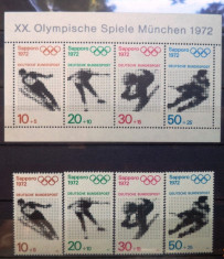 GERMANIA 1971 - SPORT. J.O. DE IARNA SAPPORO, SERIE SI COLITA MNH, DG4 foto