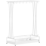 HOMCOM Suport Pentru Umbrele cu Tăviță Colectoare, 21 Orificii, 24 C&acirc;rlige, Oțel, 50x24x68 cm, Alb | Aosom Romania