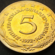Moneda 5 DINARI / DINARA - RSF YUGOSLAVIA, anul 1972 *cod 156 A