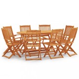 vidaXL Set mobilier de exterior pliabil, 9 piese, lemn masiv eucalipt 3087156