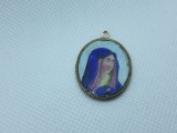 MEDALION FECIOARA MARIA PORTELAN PICTAT MANUAL de colectie AUSTRO UNGARIA UNIC, Icoana