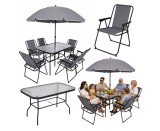Set mobilier de gradina cu masa, 6 scaune si umbrela, Lean 29485