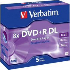 DVD+R VERBATIM 8.5GB 240min viteza 8x set 5 buc Double Layer carcasa &amp;amp;quot;Matt Silver&amp;amp;quot; &amp;amp;quot;43541&amp;amp;quot; foto