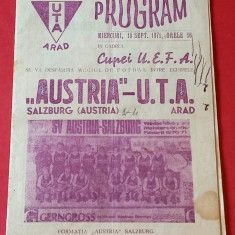 Program meci fotbal UTA ARAD - AUSTRIA SALZBURG (Cupa UEFA 16.09.1971)