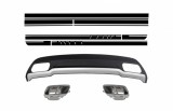 Difuzor Bara Spate cu Ornamente toba si Stickere Negre Mercedes W176 A-Class (2012-2018) Sport Pack Performance AutoTuning, KITT