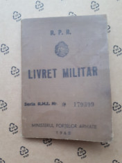 LIVRET MILITAR R P R ? an 1960 eliberat in 1966 foto