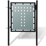 Cumpara ieftin Poarta de gard cu o singura usa neagra 100x75 cm