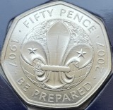 50 pence 2019 Marea Britanie, Scouting Movement, 50 Years of 50p,coincard