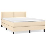 Cumpara ieftin Pat box spring cu saltea, crem, 140x200 cm, textil