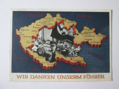 Carte postala multumim conducatorului nostru Adolf Hitler,circulata 1938 foto