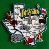 Magnet de frigider, harta Texas : forma specifică &amp; 15 orașe. Cauciuc alb detalii &icirc;n pozitiv, stare bună. Produs Classic original 10 cm/ 9 cm USA W