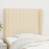 VidaXL Tăblie de pat cu aripioare, crem, 93x23x118/128 cm, țesătură