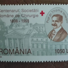 TIMBRE ROMANIA MNH LP1453/1998 CENTENARUL SOCIETATII ROMANE DE CHIRURGIE