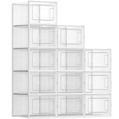SONGMICS set 12 cutii pentru pantofi transparente, stivuibile, 35x25x19 cm