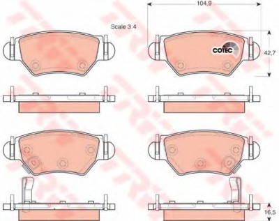 Set placute frana,frana disc OPEL CORSA C (F08, F68) (2000 - 2009) TRW GDB1471 foto