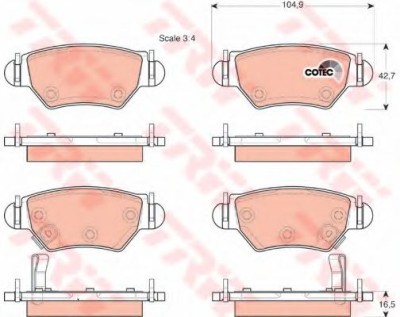 Set placute frana,frana disc OPEL ASTRA G Cabriolet (F67) (2001 - 2005) TRW GDB1471 foto