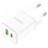 Incarcator Retea Borofone BN7, 20W, 3A, 1 x USB-A - 1 x USB-C, Alb