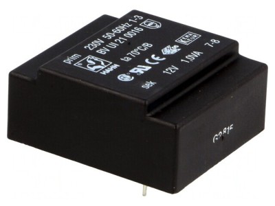 Transformator &amp;Icirc;ncapsulat 1VA 230V 12V PCB foto
