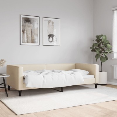 vidaXL Pat de zi, crem, 90x200 cm, material textil 353987 foto