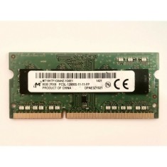Memorie RAM Laptop, Micron, 8GB, 2Rx8, DDR3L, PC3L-12800S, 1600MHz, 1.35V, MT16KTF1G64HZ-1G6E1, CL11, Non-ECC, SODIMM, 204 pini
