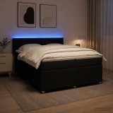 Cumpara ieftin Pat boxspring cu saltea Negru 200 x 200 cm Tesatura