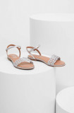 Answear Lab sandale de piele femei, culoarea argintiu