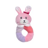 Jucarie Zornaitoare din plus, forma Iepuras, Roz, 18 cm, ATU-087181, Textil, Oem