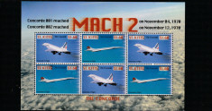 St.Kitts 2007-Aviatie,Concorde in zbor,bloc,MNH,Mi.1003-1004KB foto