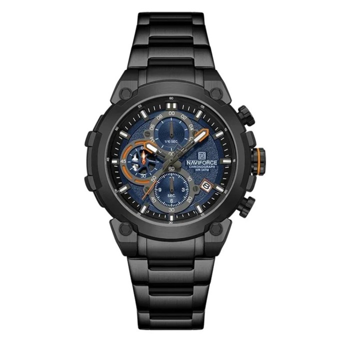 Ceas Barbati Naviforce 8071 Negru-Albastru , Functii Multiple, Design Business, Shockproof, Rezistent la Apa 3ATM