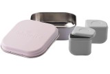 Cumpara ieftin Set cutie cu 2 silipods pentru mancare bebelusi Miniware Grow bento, 3 piese, Cotton Candy+Grey