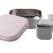 Set cutie cu 2 silipods pentru mancare bebelusi Miniware Grow bento, 3 piese, Cotton Candy+Grey