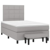 Cumpara ieftin Pat box spring cu saltea, gri deschis, 120x190 cm, textil