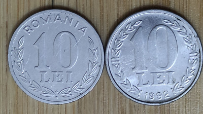 Romania -set de colectie- 2 x 10 lei serii diferite - 1992 &amp;amp; 1995 - superbe ! foto