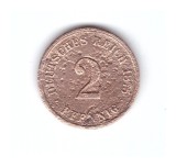 Moneda Germania 2 pfennig 1875, curatata, uzata