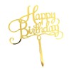 Decoratiune topper pentru tort, flippy, model happy birthday, tematica aniversare, 10 cm, auriu