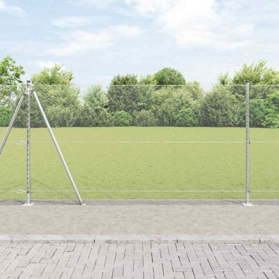 vidaXL &amp;Icirc;ngrădire cu st&amp;acirc;lpi Argintiu 1.2 x 10 m otel acoperit cu PVC foto