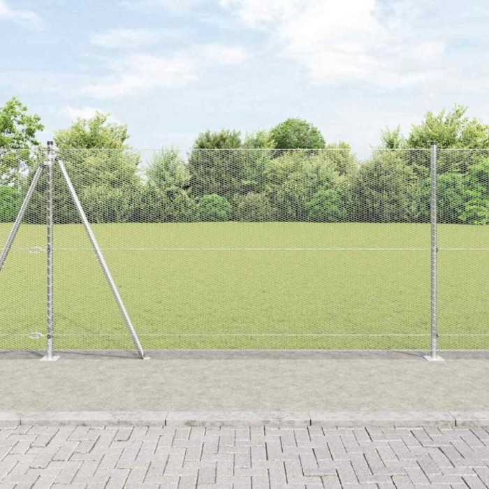 vidaXL &Icirc;ngrădire cu st&acirc;lpi Argintiu 1.2 x 10 m otel acoperit cu PVC