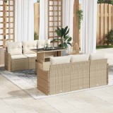 vidaXL Set de canapele pentru grădină cu pernă 7 pcs Bej Rattan poli 3348387