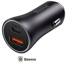 Incarcator auto Baseus CGJM000113 Golden Contactor Max Quick Charge 60W 1x USB 5V 3A 1x USB Type-C gri