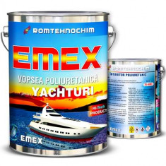 Pachet Vopsea Poliuretanica de Yachturi &ldquo;Emex&rdquo; - Albastru - Bid. 4 Kg + Intaritor - Bid. 0.8 Kg