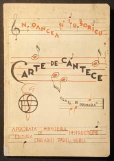1936 CARTE de CANTECE Manual Scolar cls 3 Imnul Regal Roman Hora Unirii Pui de Soim Cantec Voinicesc Rugaciune MUZICA VERSURI PARTITURI Gravuri DEMIAN