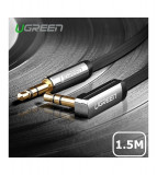 Cablu audio Premium de 3.5mm ultra plat unghi 90 grade-Lungime 1.5 Metri-Culoare Negru, Ugreen