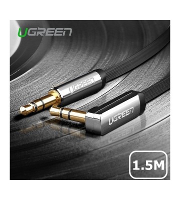 Cablu audio Premium de 3.5mm ultra plat unghi 90 grade-Lungime 1.5 Metri-Culoare Negru foto