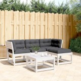 Gossi set mobilier de gradina cu perne, 4 piese alb lemn masiv de pin