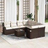 VidaXL Set de canapele pentru grădină 9 pcs Maro 55 x 55 x 37 cm