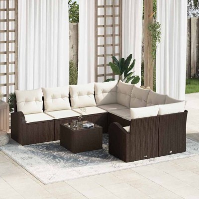 vidaXL Set de canapele pentru grădină 9 pcs Maro 55 x 55 x 37 cm 3345978 foto
