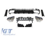 Difuzor tip S63 cu capace cromate pentru bara spate A Design potrivit pentru Mercedes S-Class W223 dupa 2020, -oo-oo-, garnitura cromata Performance A