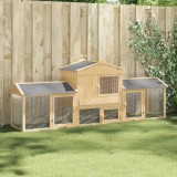 vidaXL Căsuță pentru pui Maro 225 x 60 x 89 cm Lemn masiv de pin