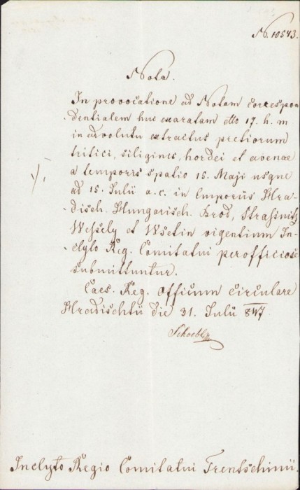 A1771 Document olograf, 1847, &icirc;n limba latină