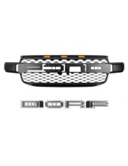 Grila radiator Raptor Style negru mat cu contur alb si leduri portocalii, Ford Ranger T9 2022-2024